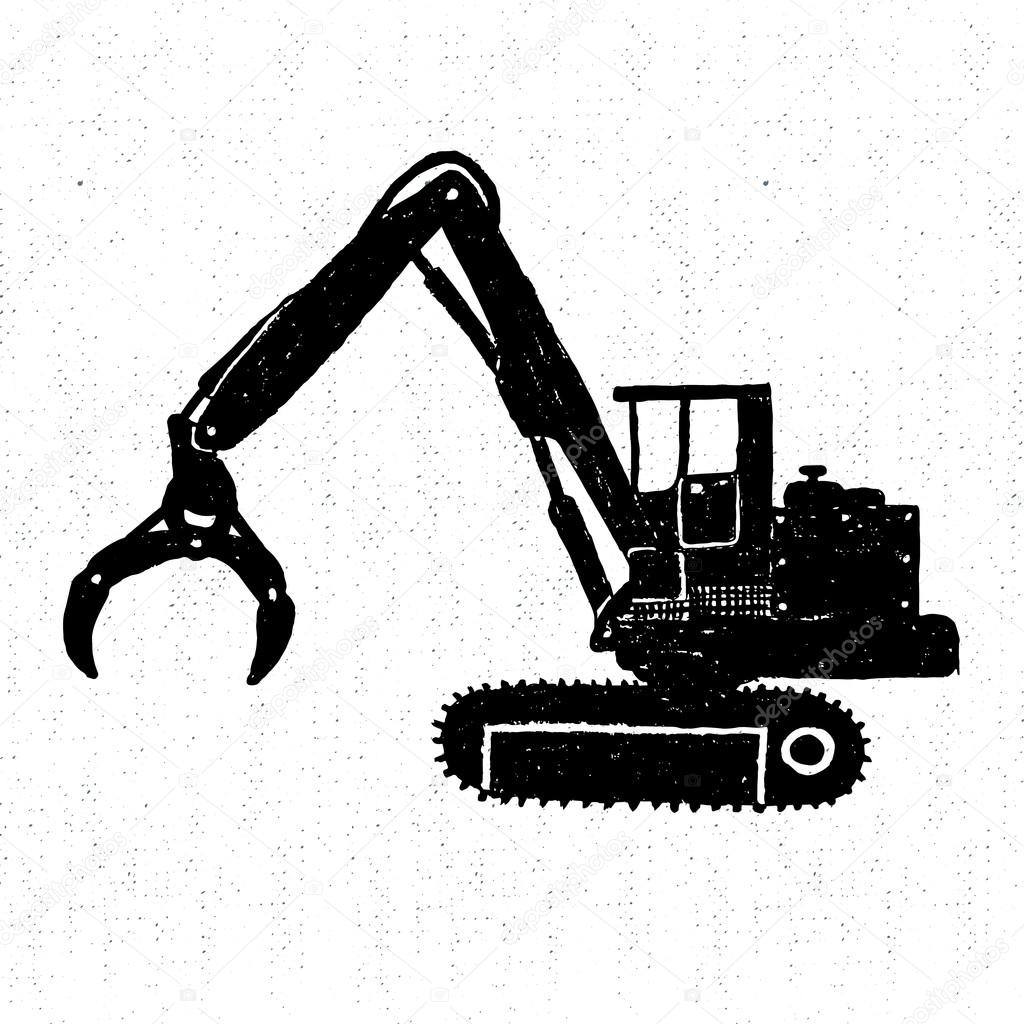 Hand drawn icon with a textured timber loader vector illustration.