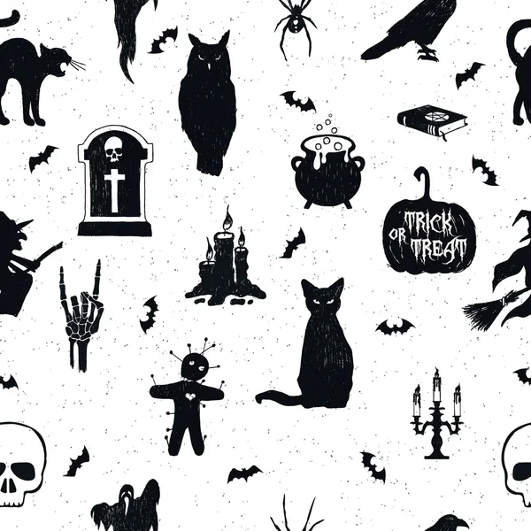 Handritad halloween seamless mönster. — Stock vektor