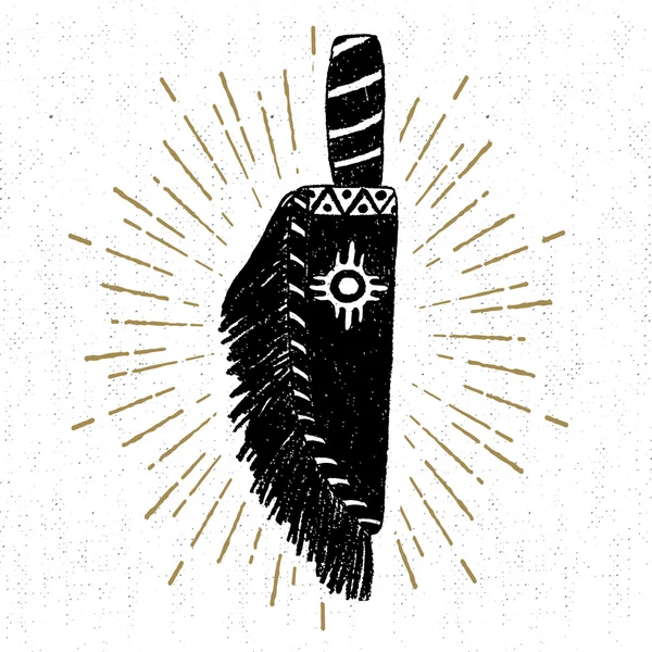 Ręcznie rysowane plemiennych ikona z teksturowanej myśliwski nóż wektorowej — Wektor stockowy