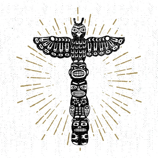 Icono tribal dibujado a mano con una ilustración tótem vector tótem texturizado — Archivo Imágenes Vectoriales