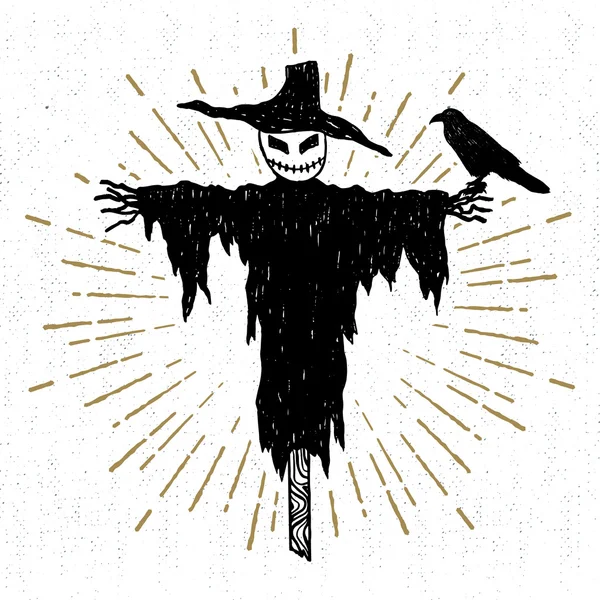 Etiqueta de Halloween dibujada a mano con ilustración vectorial texturizada . — Archivo Imágenes Vectoriales