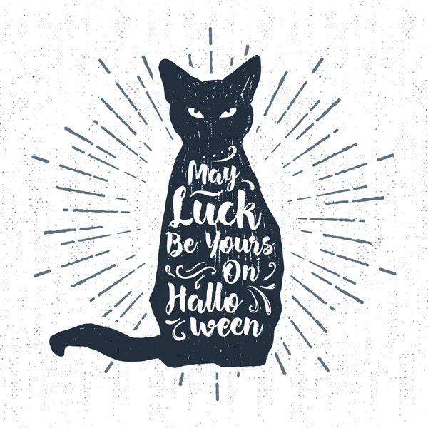 Ręcznie rysowane Halloween etykiety z teksturowanej wektor ilustracja i napis. — Wektor stockowy