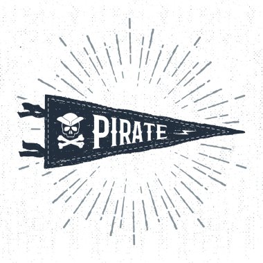 Elle çizilmiş macera flama bayrak illüstrasyon vektör.