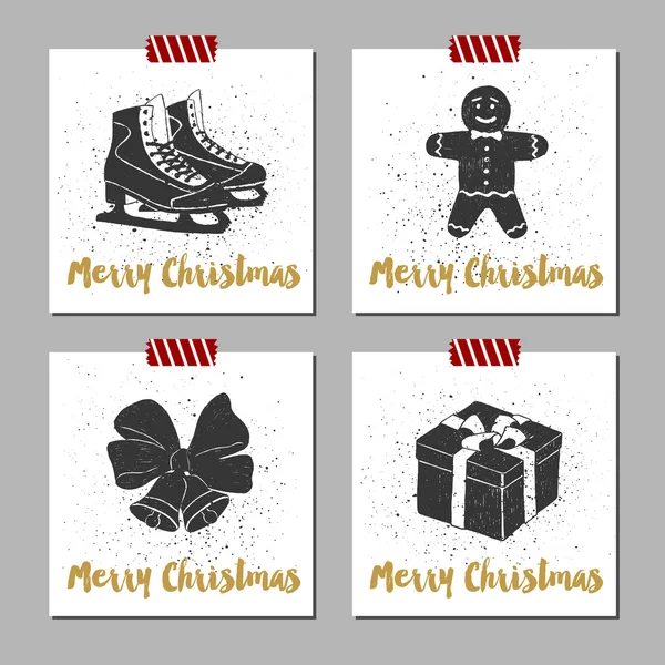 Conjunto de tarjetas de Navidad. — Vector de stock