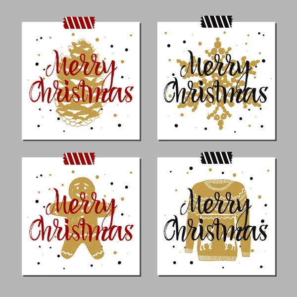 Conjunto de tarjetas de Navidad. — Vector de stock