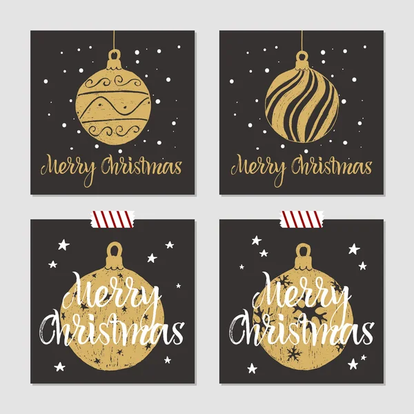 Conjunto de tarjetas de Navidad. — Vector de stock