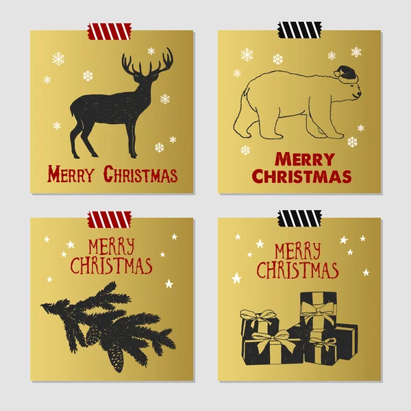 Ensemble de cartes de Noël. — Image vectorielle