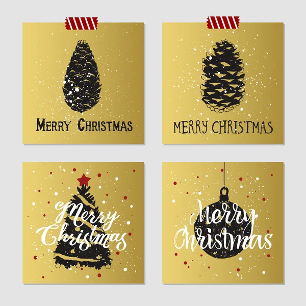 Conjunto de tarjetas de Navidad. — Vector de stock