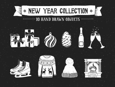 New Year icons set. clipart