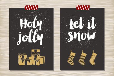 Yeni yıl kartları seti.