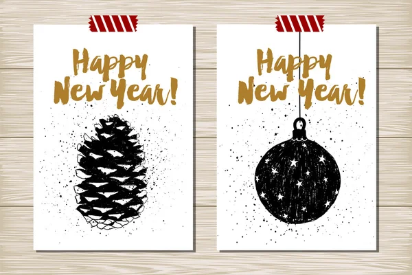 Conjunto de cartões de ano novo . —  Vetores de Stock