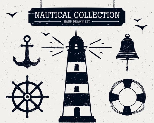 Coleção náutica desenhada à mão . —  Vetores de Stock