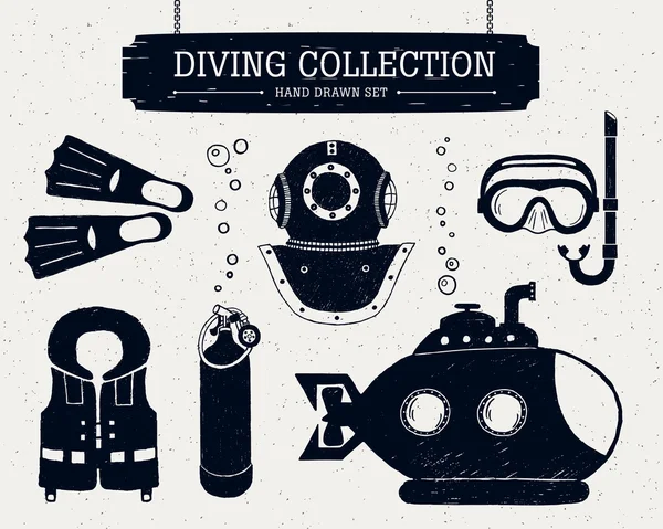 Coleção de mergulhos desenhados à mão de elementos . —  Vetores de Stock
