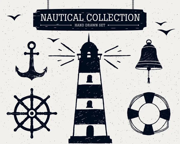 Hand drawn nautical collection. — Stock Vector