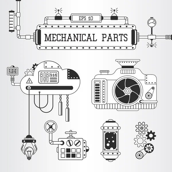 Steampunk mechanical parts vector illustration. — Stock Vector