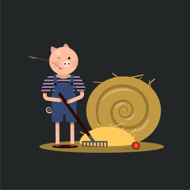 domuz çiftçi ve saman