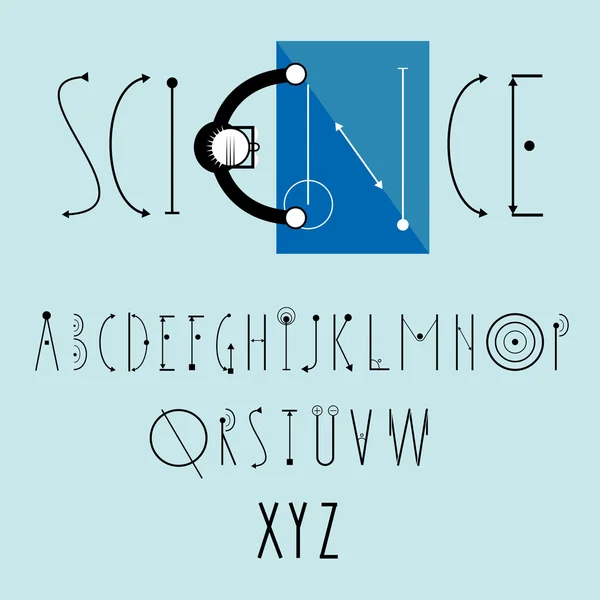 Dekoratif vektörel yazı tipi ile bilim logo vektör. Bilim adamı bu durumda gözlük okuma planı — Stok Vektör