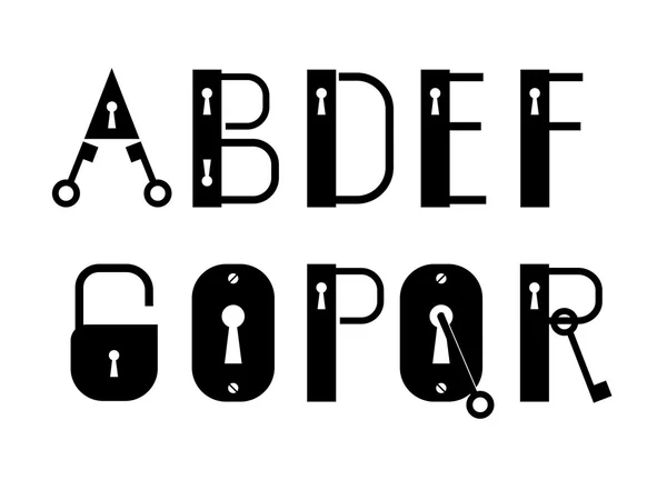 ABC anahtar ve kilit Logotype veya dekoratif yazı tipi, türü — Stok Vektör