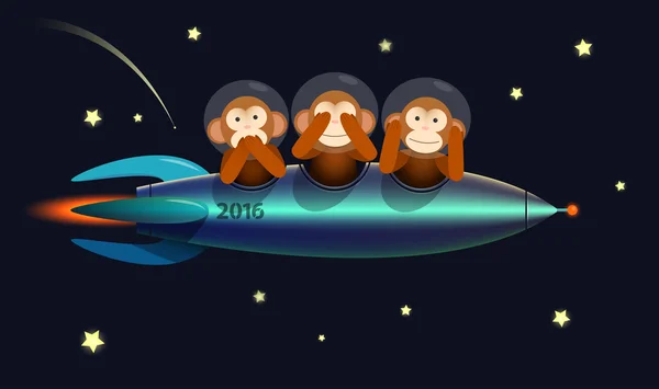 Šťastný nový rok přání opice 2016 — Stockový vektor