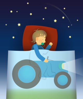 Küçük çocuk traktörü hakkında bir hayali vardır