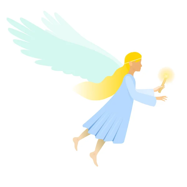 Ángel femenino con vela — Vector de stock