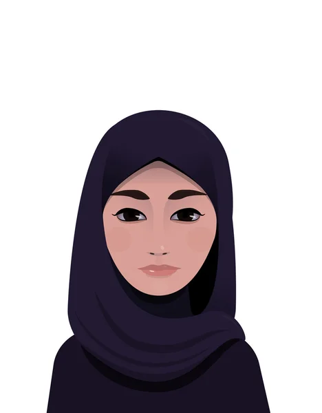 Portrait of muslim beautiful woman in hijab — Stock Vector