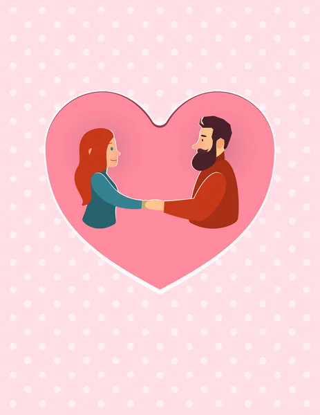 Dia dos Namorados. Um homem e uma mulher adoráveis. cartão de saudação — Vetor de Stock
