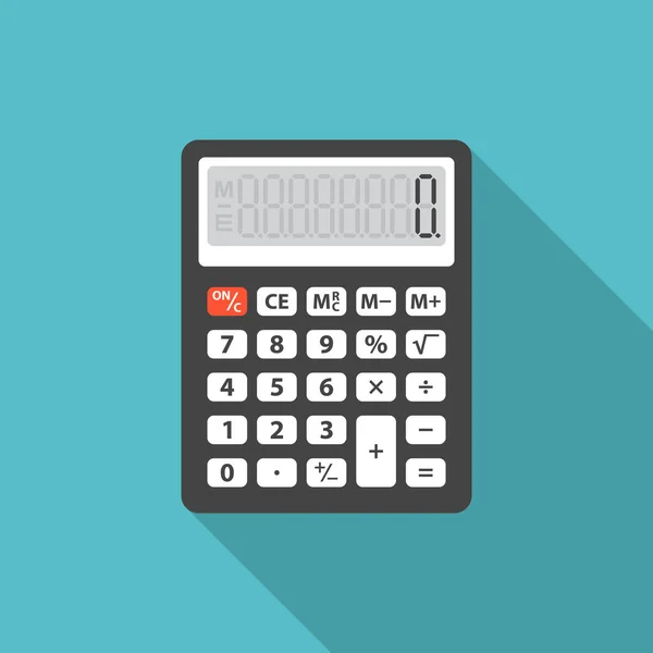 Calculator Icon Long Shadow Flat Design Style Calculator Simple Silhouette — Stock Vector