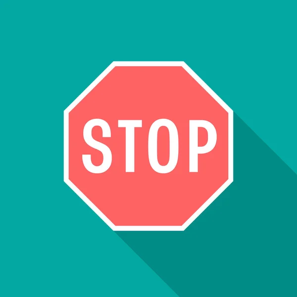 Detener Icono Signo Con Sombra Larga Estilo Diseño Plano Signo — Vector de stock