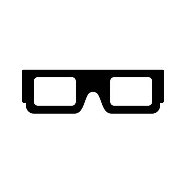 3D gözlük ikonu. Siyah, minimalist simge beyaz arkaplanda izole edilmiş. 3D gözlükler basit siluet. Web sitesi sayfası ve mobil uygulama tasarım vektör ögesi.