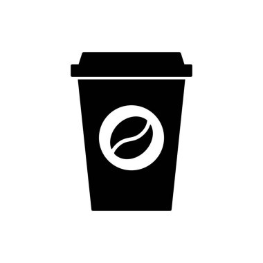 Kahve fincanı ikonu. Siyah, minimalist simge beyaz arkaplanda izole edilmiş. Kahve fincanı basit bir siluet. Web sitesi sayfası ve mobil uygulama tasarım vektör ögesi.