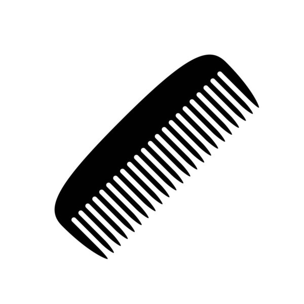 Comb icon. Black, minimalist icon isolated on white background. Comb simple silhouette. Web site page and mobile app design vector element.