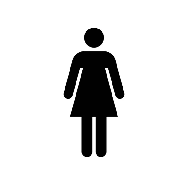 Frauenikone Schwarzes Symbol Isoliert Auf Weißem Hintergrund Frau Schlichte Silhouette — Stockvektor