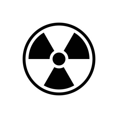 Radyasyon sembolü halka simgesi. Siyah, yuvarlak, minimalist simge beyaz arkaplanda izole edilmiş. Radyasyon sembolü basit siluet. Web sitesi sayfası ve mobil uygulama tasarım vektör ögesi