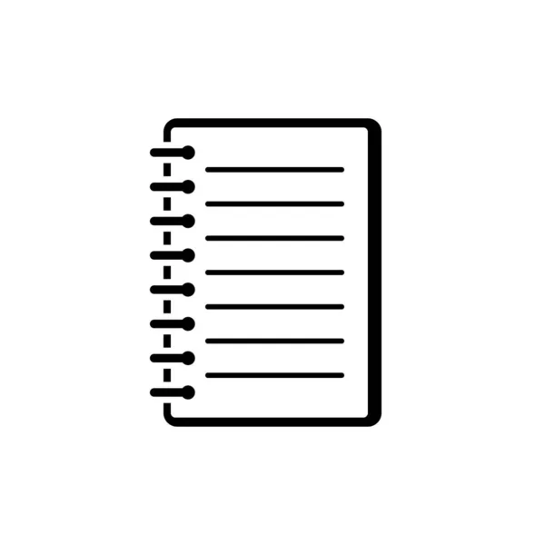 Icono Del Cuaderno Icono Negro Minimalista Aislado Sobre Fondo Blanco — Vector de stock