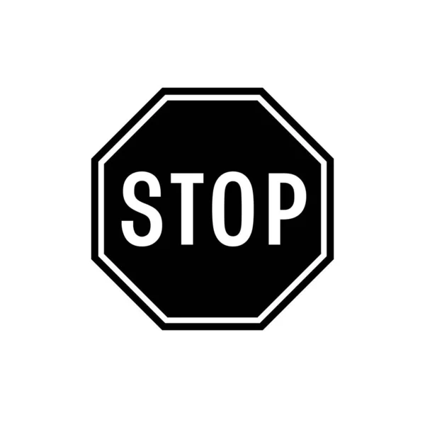 Icona Stop Sign Icona Nera Minimalista Isolata Sfondo Bianco Segno — Vettoriale Stock