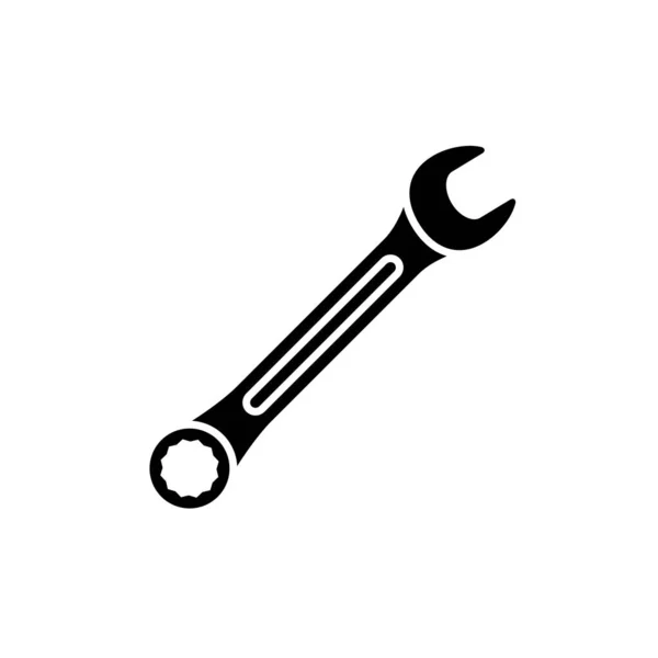 Schraubenschlüssel Symbol Schwarze Minimalistische Ikone Isoliert Auf Weißem Hintergrund Schrauben — Stockvektor