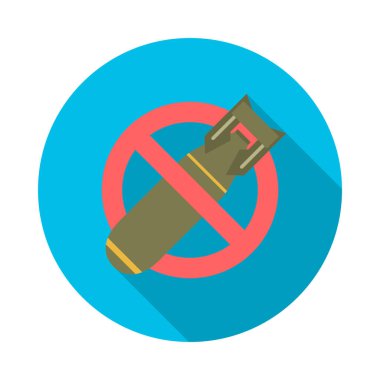 Uzun gölgeli daire ikonunu bombalamayı bırak. Düz tasarım tarzı. Basit bir siluet değil. Modern, minimalist, renkli yuvarlak bir simge. Web sitesi sayfası ve mobil uygulama tasarım vektör ögesi.