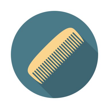 Uzun gölgeli tarak dairesi simgesi. Düz tasarım tarzı. Basit silueti tara. Modern, minimalist, renkli yuvarlak bir simge. Web sitesi sayfası ve mobil uygulama tasarım vektör ögesi.