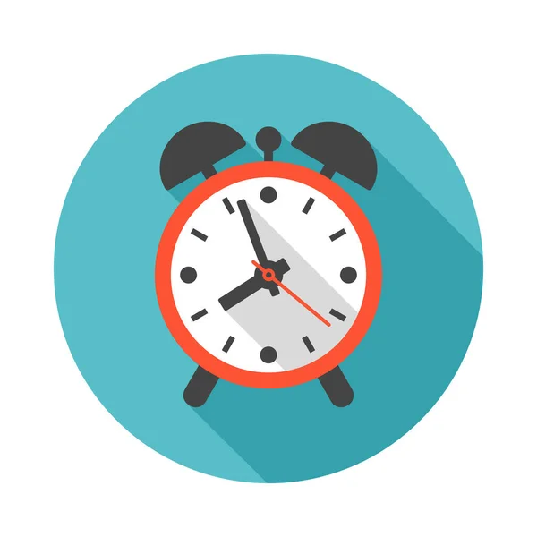 Icône Cercle Horloge Alarme Avec Une Ombre Longue Style Design — Image vectorielle