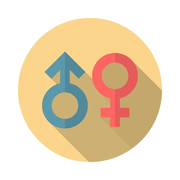 Gender Symbol Kreis Symbol Mit Langem Schatten Flaches Design Standard — Stockvektor