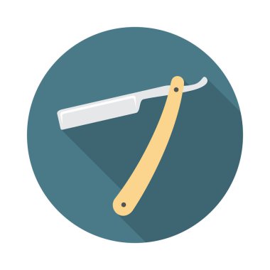 Uzun gölgeli düz bir daire simgesi. Düz tasarım tarzı. Düz jilet gibi basit bir siluet. Modern, minimalist, renkli yuvarlak bir simge. Web sitesi sayfası ve mobil uygulama tasarım vektör ögesi.