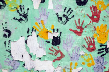 Hands painted on wall
