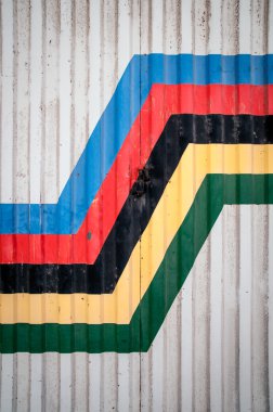 Multicolored lines on a door