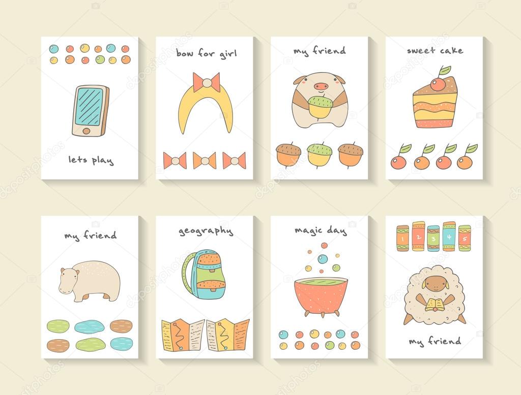 Cute hand drawn doodle cards