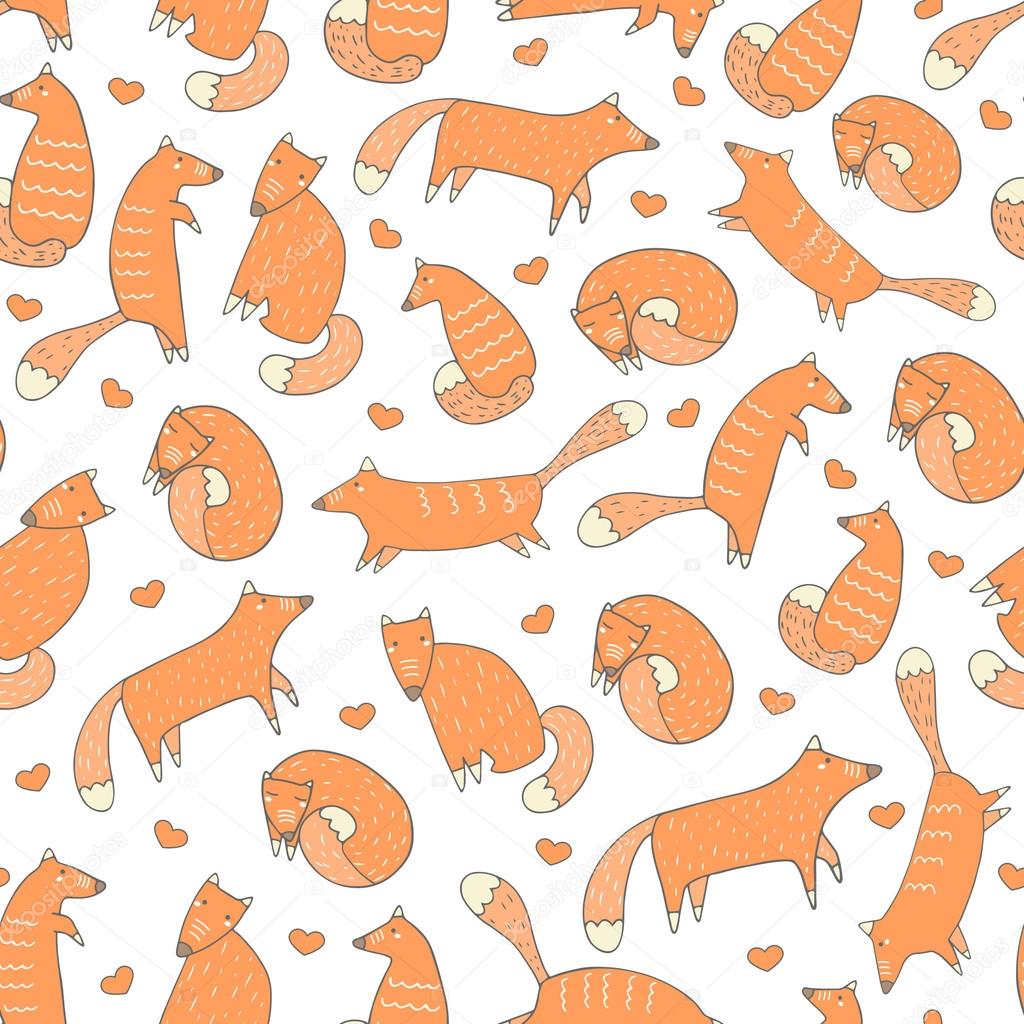 Cute fox seamless pattern