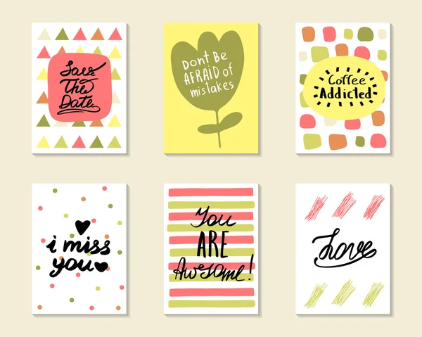 Şirin elle çizilmiş doodle kartpostallar