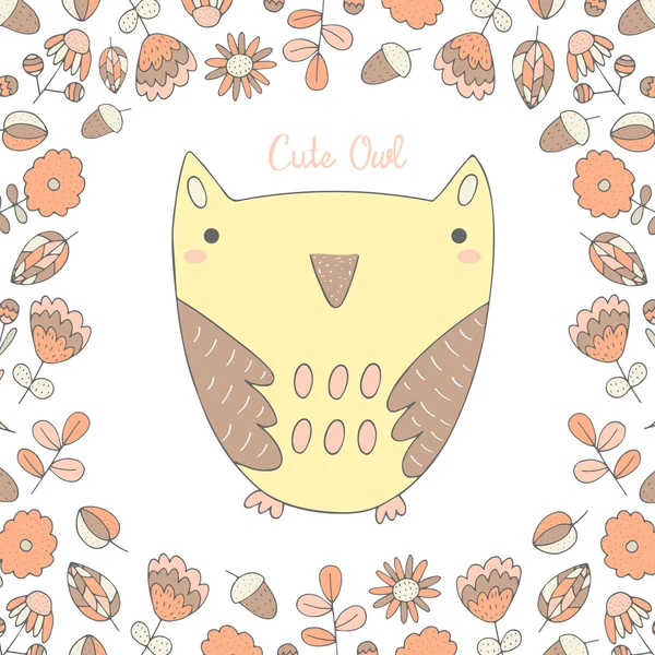 Schattig hand getrokken doodle uil — Stockvector