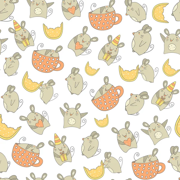 Cute mouse seamless pattern — Stock Vector