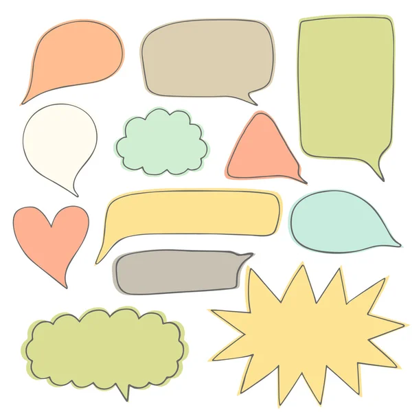 Söt hand dras doodle speech bubbles samling — Stock vektor